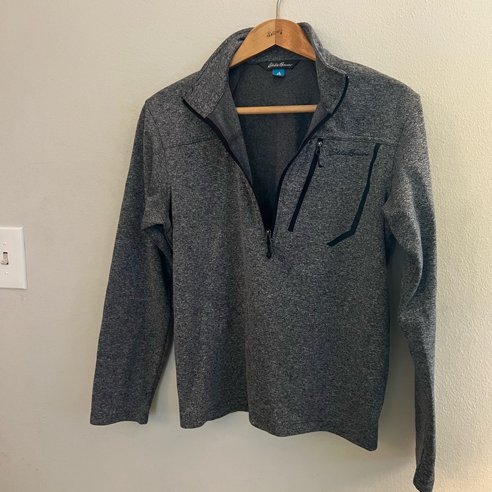 Eddie Bauer Men's Charcoal Zip-Up Sweater